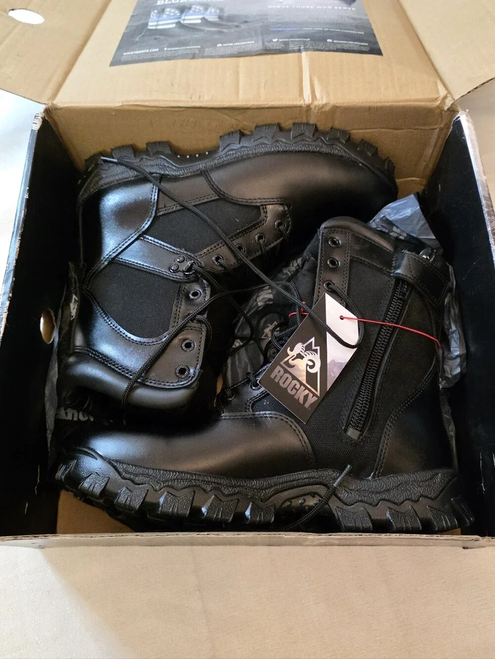 Rocky Boots Alpha Force 2173 Men's Size 11 Black Waterproof Side Zip Duty Boots